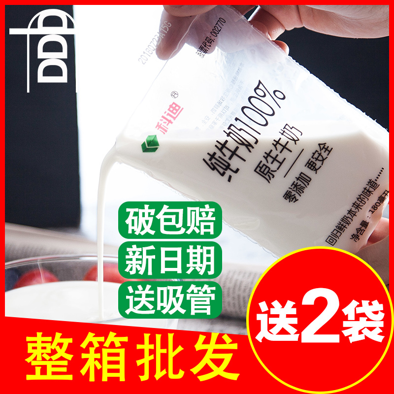 【科迪_纯牛奶180ml*16袋装】100%原生网红小白奶整箱全脂鲜牛奶