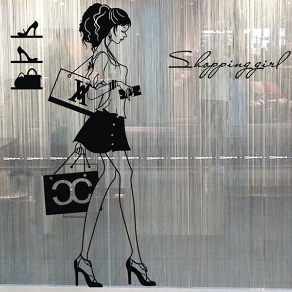 时尚魅力女人墙贴个性创意女装店服装店大型橱窗玻璃贴可移除贴画