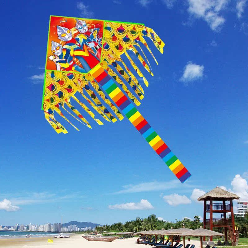 风筝潍坊正宗风筝易飞儿童成人1.2米自由鸟卡通风筝金色多尾风筝
