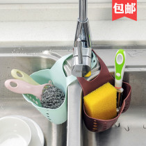 可调节按扣式水龙头收纳挂篮沥水篮厨房用品水槽置物架海绵沥水架