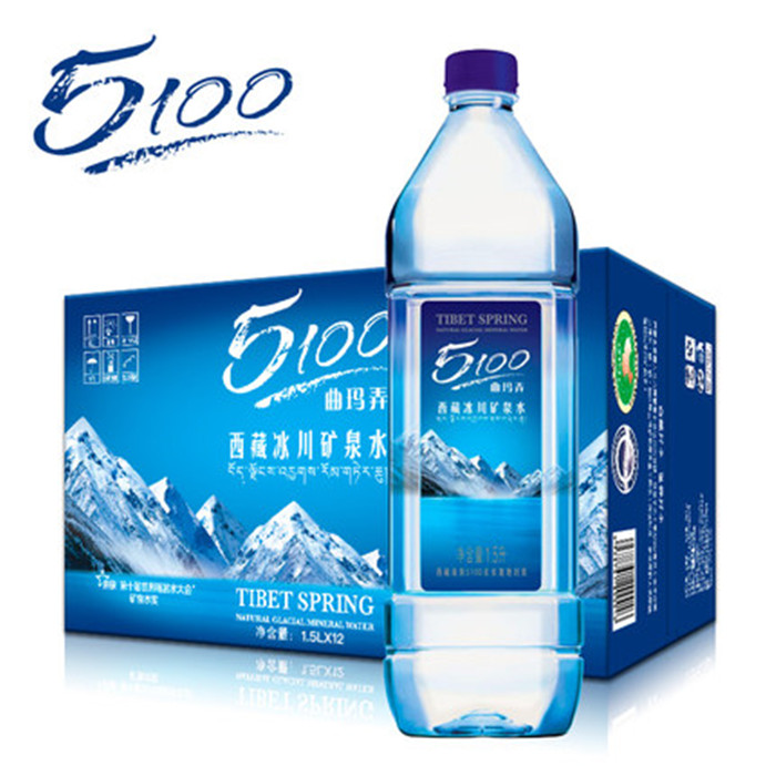5100矿泉水西藏天然冰川水1.5L*12瓶/箱 弱碱性小分子水饮用水