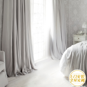 2018新款卧室遮光法式丝绒布浅灰色灰色北欧高级灰现代简约窗帘