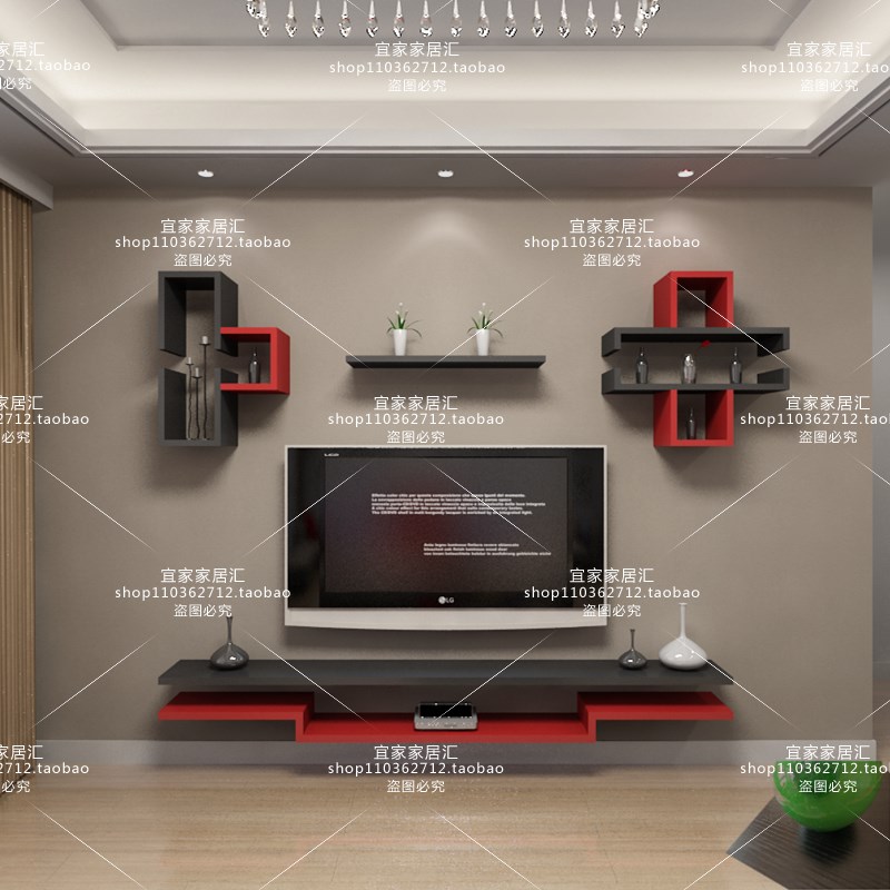 客厅电视柜简约壁挂组合现代背景墙柜创意造型隔板机顶盒架小户型