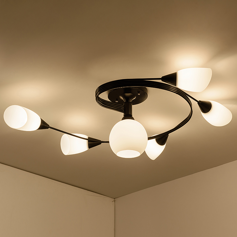 美式乡村LED玻璃吸顶灯现代简约客厅灯具创意个性温馨卧室餐厅灯