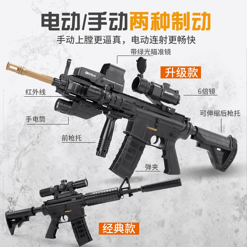 玩具枪M416机关枪重机枪手动连发水弹枪可发射彩弹枪冲锋枪水弹