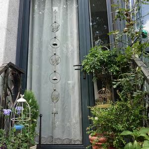 长款铁艺蝴蝶花朵铃铛串风铃 细长款风铃 屋檐铃铛 花园装饰 做旧