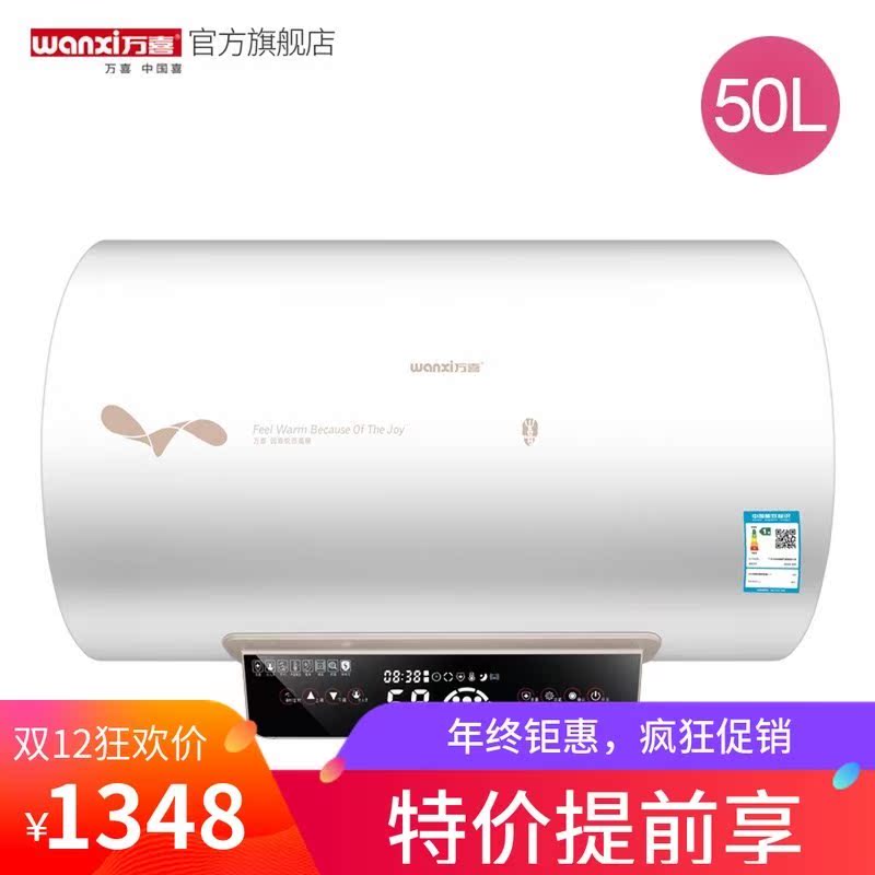 wanxi万喜WX50-D09电热水器家用速热卫生间洗澡50L/60L储水式遥控