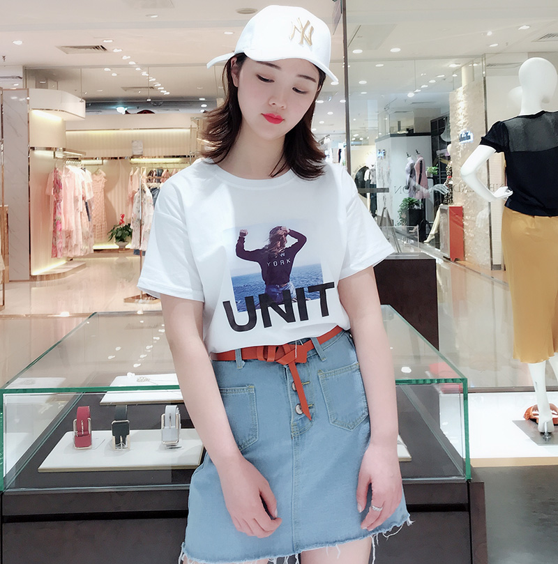 rx潮短袖t恤2018新款夏季韩版轻熟女装白搭上衣印花字母打底衫