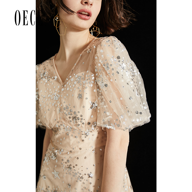 Oece2019夏装新款很仙的法国小众连衣裙女流行裙子气质复古裙春夏