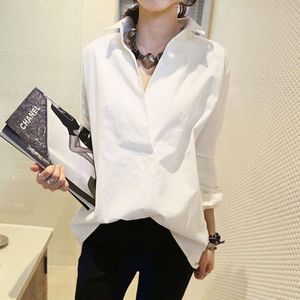 大码白衬衫女长袖春装2018新款女韩版胖mm200斤显瘦百搭宽松衬衣a衬衫