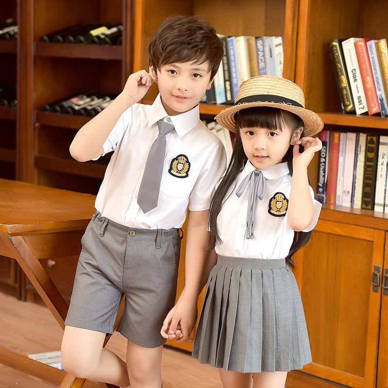 2019夏季校服儿童装套装男女短袖衬衫韩版中小学生班服幼儿园园服