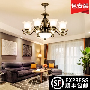 美式吊灯简约欧式乡村田园铁艺卧室餐厅吊灯复式楼别墅大客厅吊灯吊灯