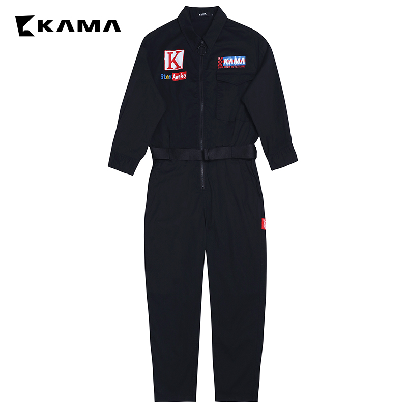KAMA卡玛夏季新款七分袖衬衫女套装修身九分连体裤潮7218350