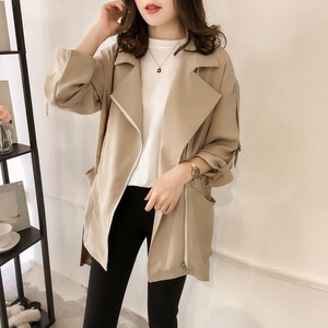 2018春季女装新款韩版矮个子外套女中长款宽松显瘦长袖薄款风衣潮风衣