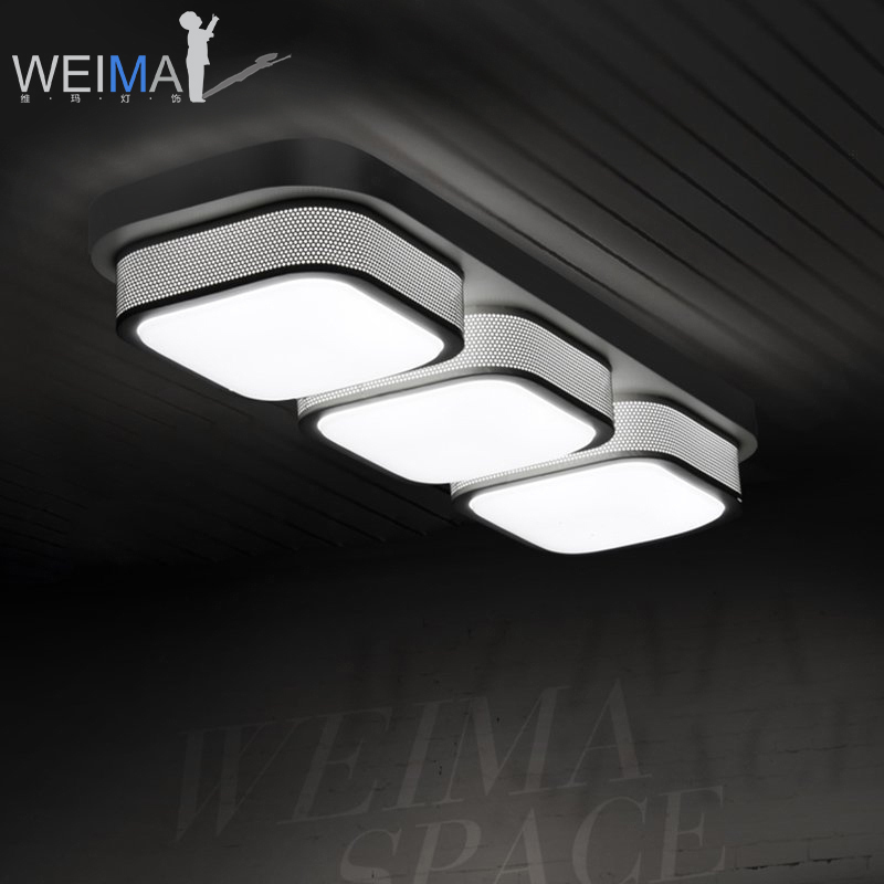 维玛 3头餐厅吸顶灯长方形LED卧室灯具简约个性饭厅书房灯饰