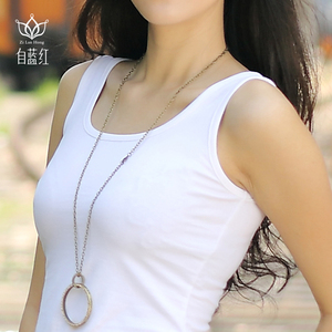 自蓝红打底吊带背心女白色紧身工字大码夏95%棉修身短款运动百搭女式吊带