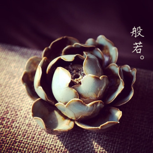 香插香炉手工陶瓷倒流香线香禅意牡丹荷花莲花香托香座香盘 般若图片