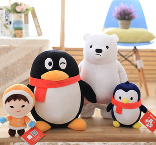 卡通可爱萌萌的企鹅qqfamily表情公仔毛绒玩具儿童玩偶礼物