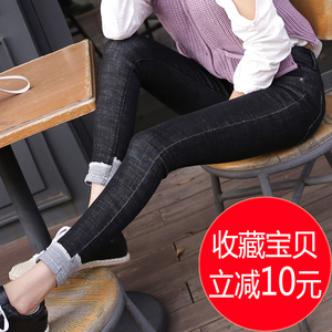 高腰黑色破洞牛仔裤女小脚九分韩版卷边学生裤子春夏季2017新款潮小腿裤女
