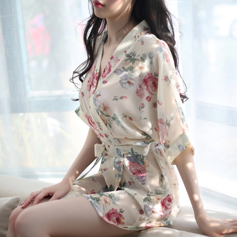 性感情趣内衣睡裙极度诱惑雪纺女夏天露乳和服透明激情火辣骚套装情趣睡裙