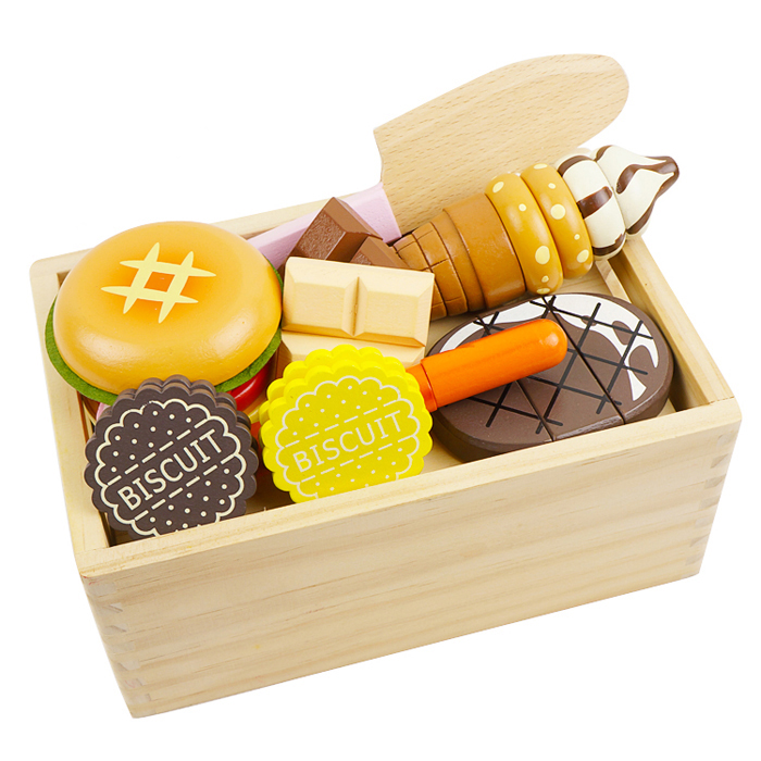 大美天承 西餐甜点磁性切切看木盒装水果切切乐木制儿童益智玩具