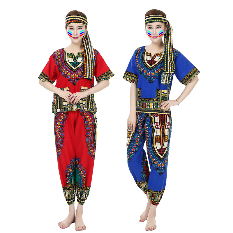 费纳约非洲鼓舞蹈演出服泰国东南亚风情印花表演服装民族风服饰