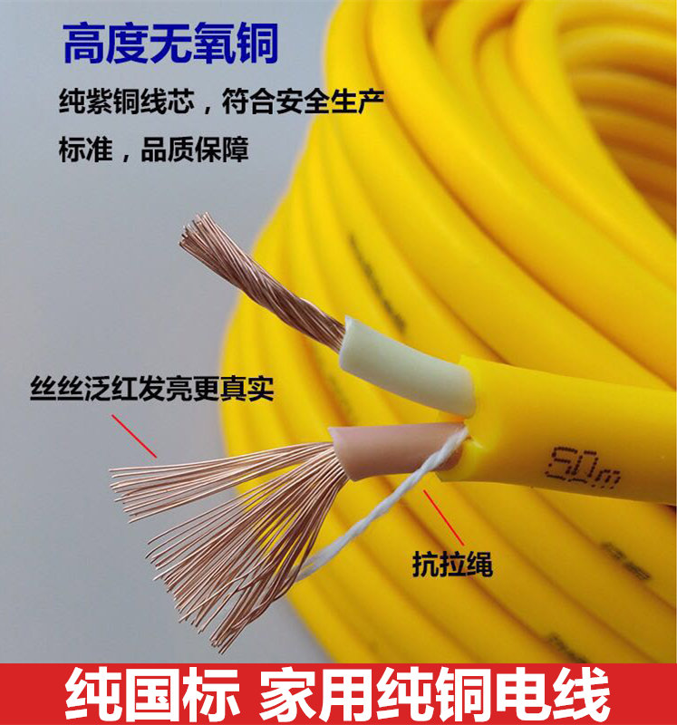 国标纯铜防水牛筋2芯软电缆线电线2.5 1.5 4平方护套线户外电源线