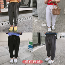 源源家2019童装宝宝裤子夏薄哈伦裤男童薄款长裤儿童休闲裤小童