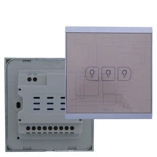 徽商智能双控触摸墙壁开关面板家用86型夜光通用防水电容三开香槟