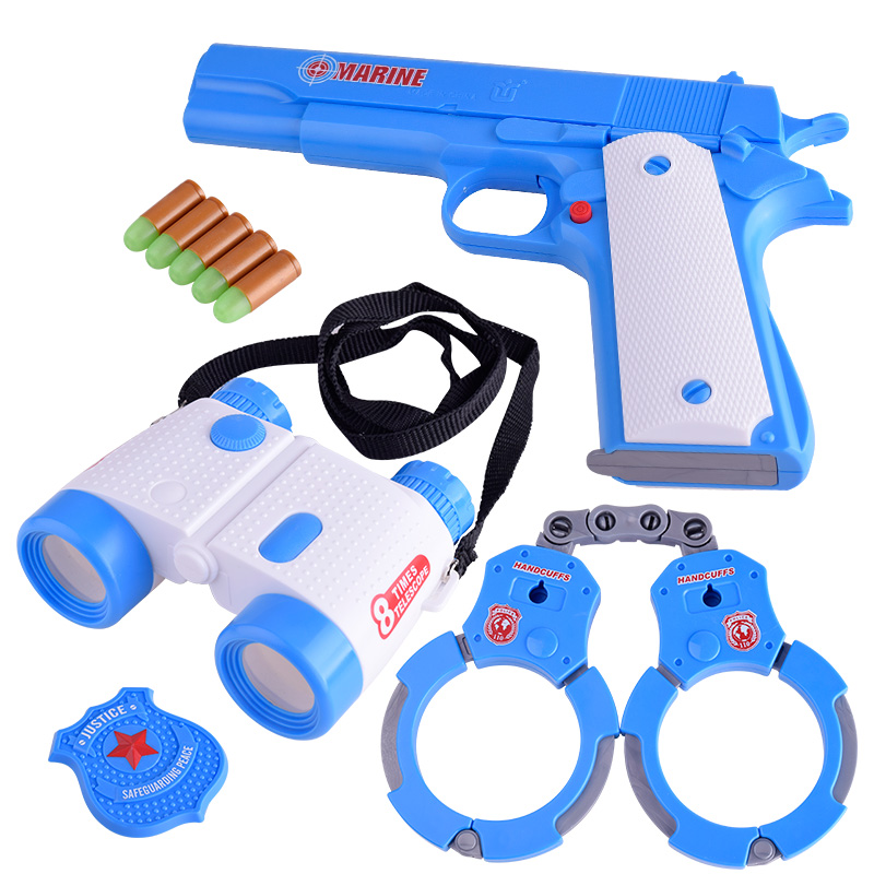 儿童软弹枪玩具可发射软弹 射击对战带望眼镜 手铐男孩过家家玩具