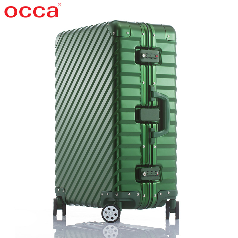 OCCA新款L'armatura斜纹镁铝合金拉杆箱万向轮女金属旅行箱登机箱