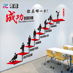 成功的阶梯励志布置墙贴纸公司办公室企业文化墙面标语装饰贴纸画