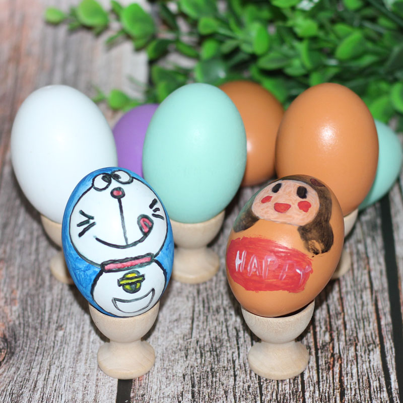 diy手绘彩蛋 木质实心仿真鸡蛋幼儿园手工制作复活节彩蛋玩具批发