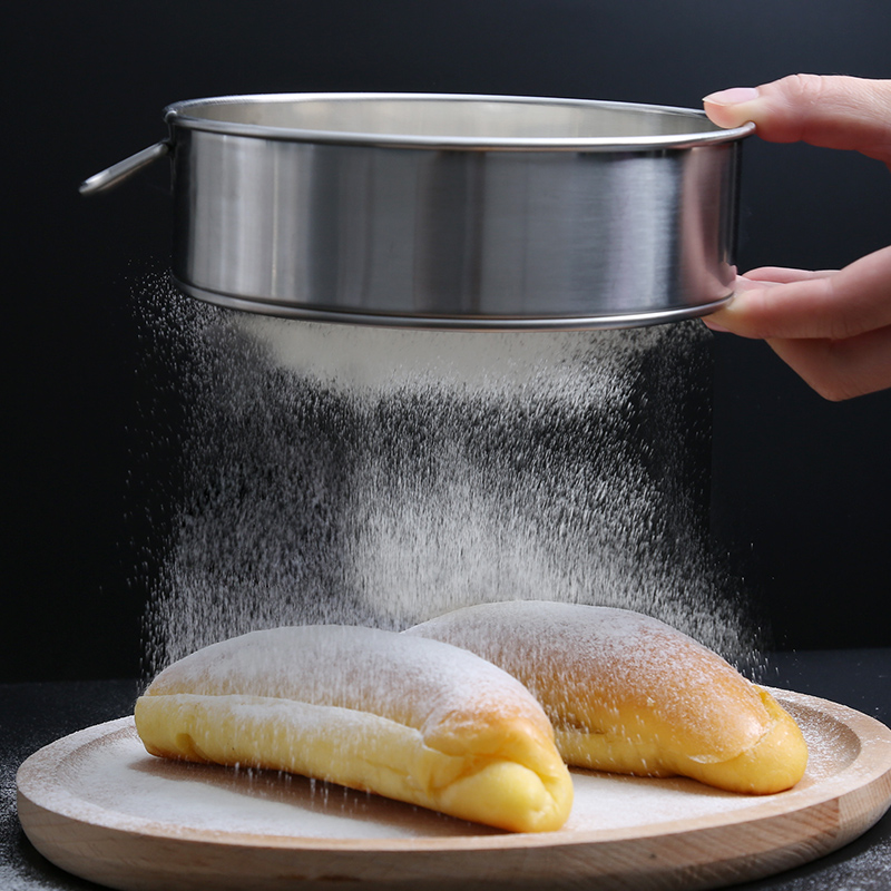 不锈钢面粉细筛子烘焙家用蛋糕工具箩萝锣过塞过滤的筛网60目网筛