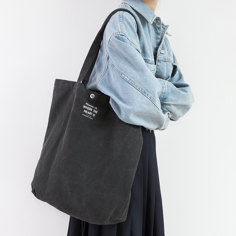 帆布包手提袋女 学生韩版原宿ulzzang单肩大容量手提购物袋环保袋