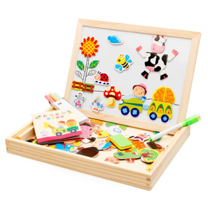 磁性拼拼乐卡通儿童启蒙益智力幼儿早教木质宝宝木制拼图积木玩具