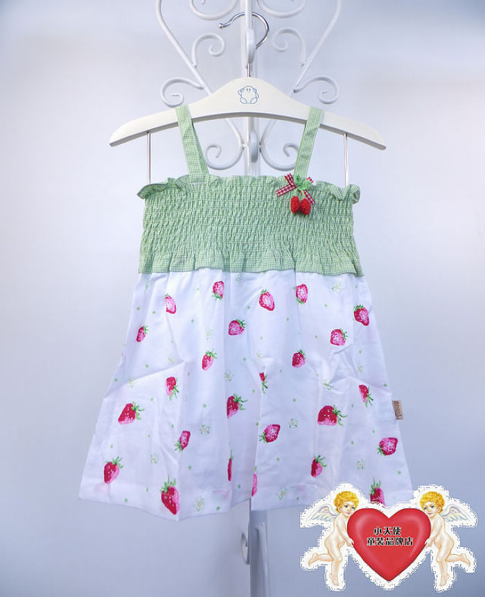 10元处理韩国品牌夏装女童可爱草莓甜美吊带连衣裙公主裙子5197
