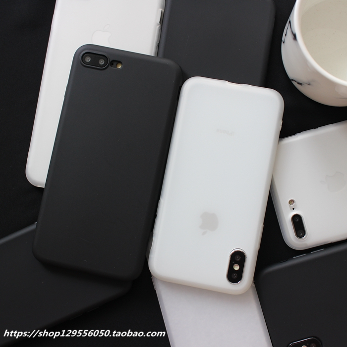 经典纯色黑白色6s苹果x手机壳XS MaxiPhone7plus/8情侣款全包软壳
