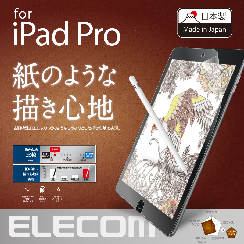 日本elecom苹果新ipad air2019绘画pro类纸贴膜9.7写字纸10.5保护