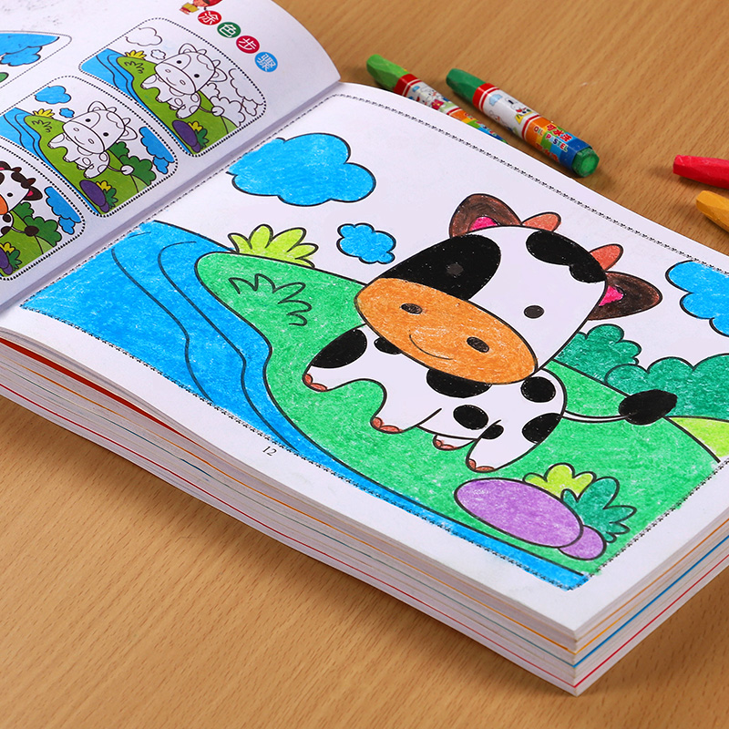 幼儿童画画书涂色本2-3-6岁宝宝学画画涂鸦本幼儿园填色本绘画册