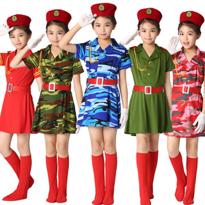 六一新款幼儿园儿童迷彩演出服海军水兵舞军装舞蹈迷彩表演服装女
