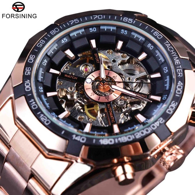 品牌男士大表盘镂空全自动钢带机械表金典奢华商务男士机械腕手表