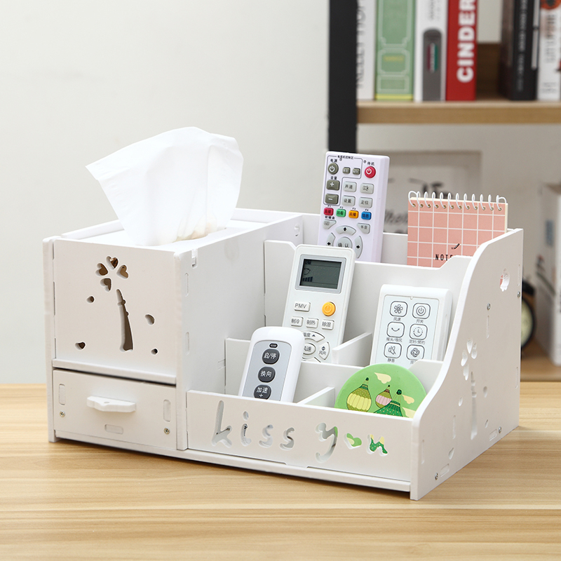 多功能抽纸巾盒 家用客厅茶几桌面遥控器收纳盒 欧式办公室餐巾盒