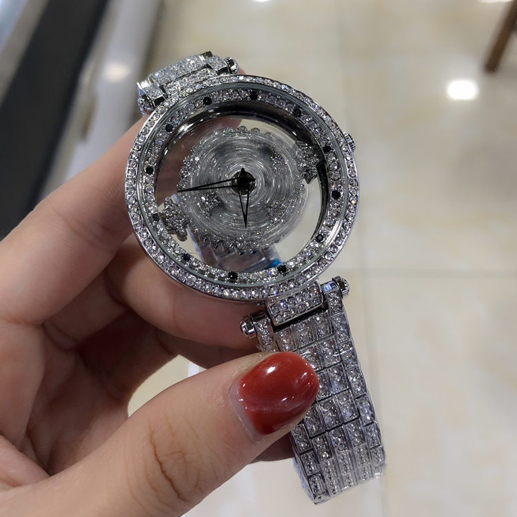 高端网红同款新品时来运转满钻镂空透底钢带手表韩版时尚石英腕表