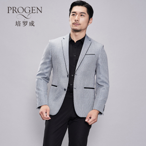 progen span class=h>培罗成 /span>男士青年千鸟格西服单排扣时尚