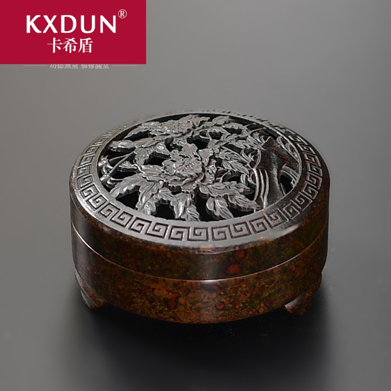 KXDUN/卡希盾牡丹镂空香炉纯铜家用室内小号盘香炉莲花yy0111
