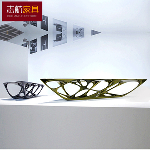 新款镂空玻璃钢茶几 时尚个性现代创意茶桌椭圆形烤漆设计师家具 1