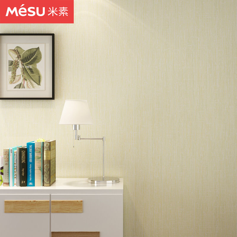 米素 现代简约无纺布墙纸 温馨卧室客厅素色纯色壁纸 佰蕊