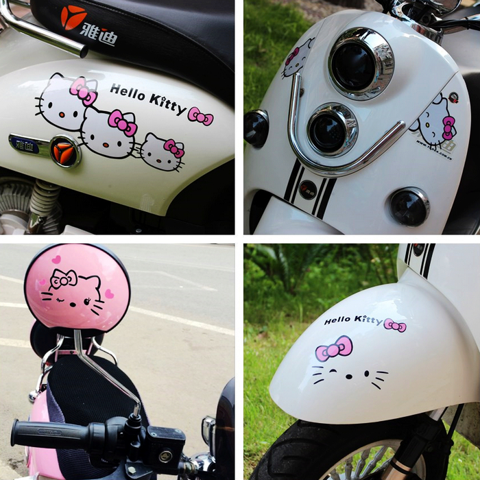 kitty小牛龟王电动电瓶摩托车贴纸 反光防水个性改装饰潮车身贴花