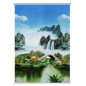定制全遮光山水风景画帘 防水遮阳卧室办公室卷帘拉珠升降窗帘 29.